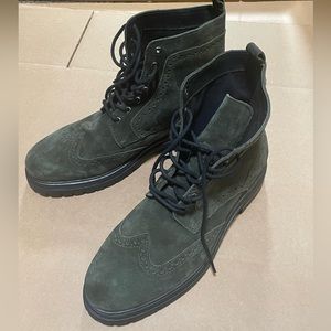 Express Olive chunky boots genuine leather suede brogue size 10.
